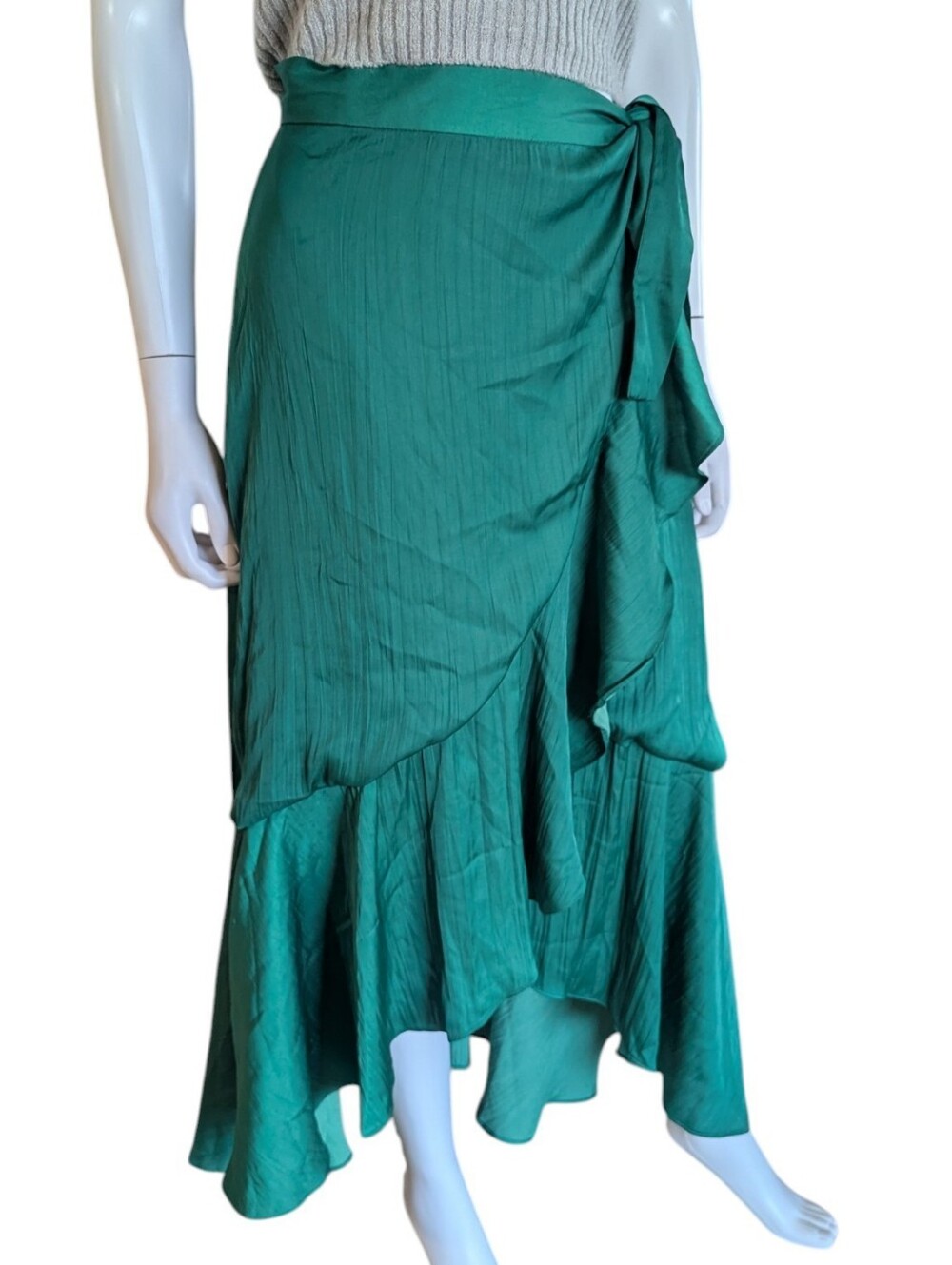 Anthropologie Maeve Ruffled WrapMaxi Skirt Evergreen - Picture 10 of 13